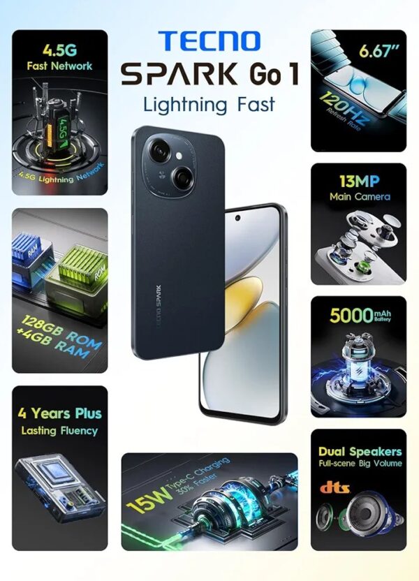 Tecno Spark Go 1 Dual SIM 64GB ROM 3GB+4GB RAM Virtual - Imagen 8