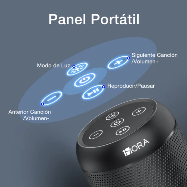 1 Hora Bocina Bluetooth Portatil 10W, 2400mAh con Iluminación RGB Ajustable - Imagen 6