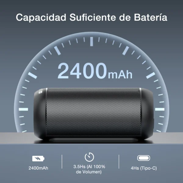 1 Hora Bocina Bluetooth Portatil 10W, 2400mAh con Iluminación RGB Ajustable - Imagen 4