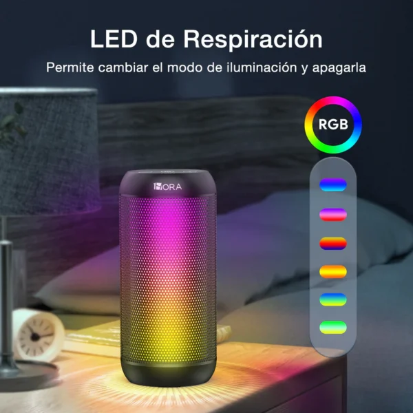 1 Hora Bocina Bluetooth Portatil 10W, 2400mAh con Iluminación RGB Ajustable - Imagen 5