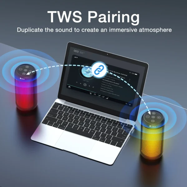 1 Hora Bocina Bluetooth Portatil 10W, 2400mAh con Iluminación RGB Ajustable - Imagen 8