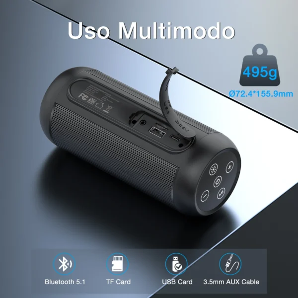 1 Hora Bocina Bluetooth Portatil 10W, 2400mAh con Iluminación RGB Ajustable - Imagen 7