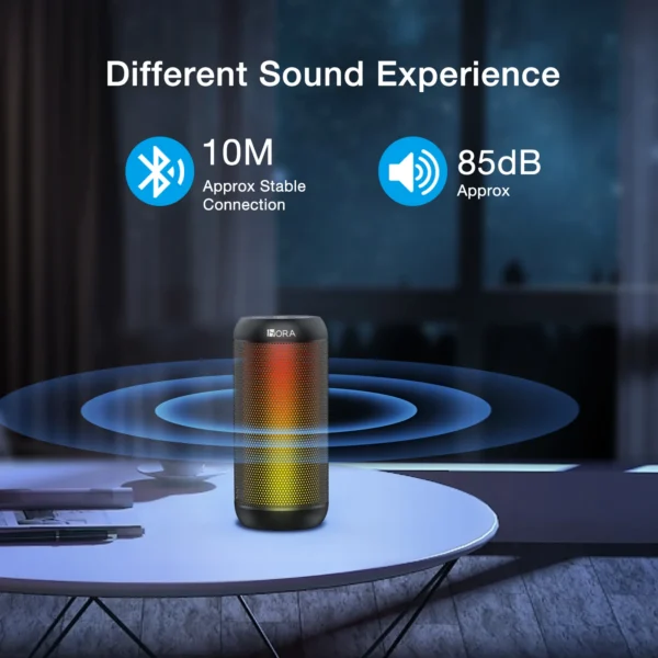 1 Hora Bocina Bluetooth Portatil 10W, 2400mAh con Iluminación RGB Ajustable - Imagen 9