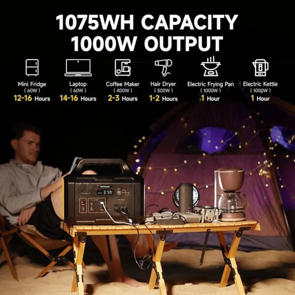 Estación de energía portátil de 1000 W (1075 Wh/120 V) generador solar (panel solar no incluido). - Imagen 5