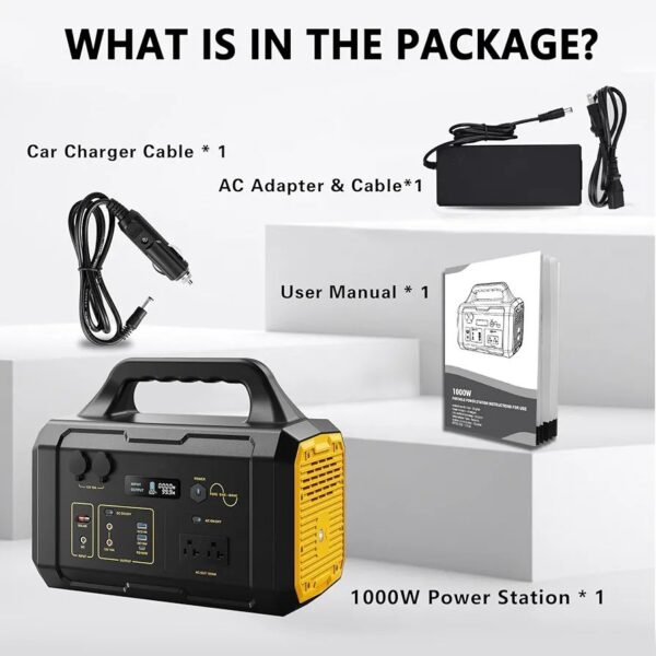 Estación de energía portátil, generador solar de 1000 W, batería de litio de reserva de 1075 Wh. - Imagen 3