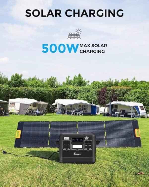 FOSSIBOT Estación de energía portátil F2400,2048Wh LiFePO4 batería con 6 × 2400 W (aumento de 4800 W), carga completa rápida de 1.5 horas con linterna LED, generador solar para uso doméstico, - Imagen 6