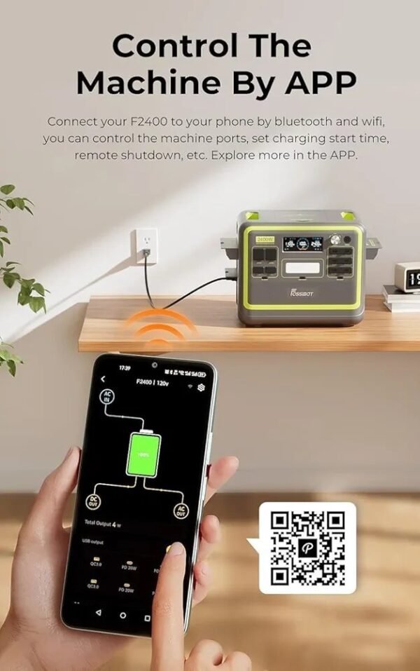 FOSSIBOT Estación de energía portátil F2400,2048Wh LiFePO4 batería con 6 × 2400 W (aumento de 4800 W), carga completa rápida de 1.5 horas con linterna LED, generador solar para uso doméstico, - Imagen 7