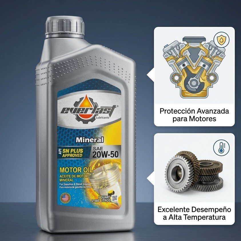 Aceite Mineral 20w-50 Gasolina Y Diesel Api Sn