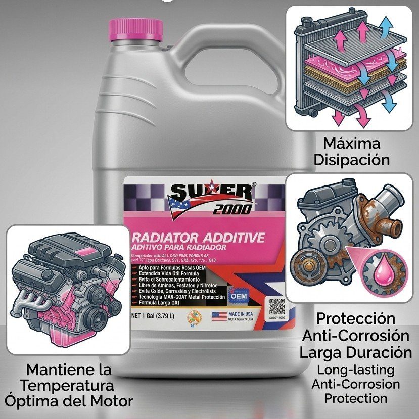 Aditivo Para Radiador Rosa Listo Para Usar Super 2000