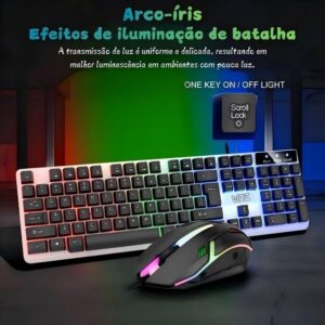 Combo Gamer GTC Teclado + Mouse RGB USB Negro Anti-Ghost Membrana Sensor Óptico 1000dpi