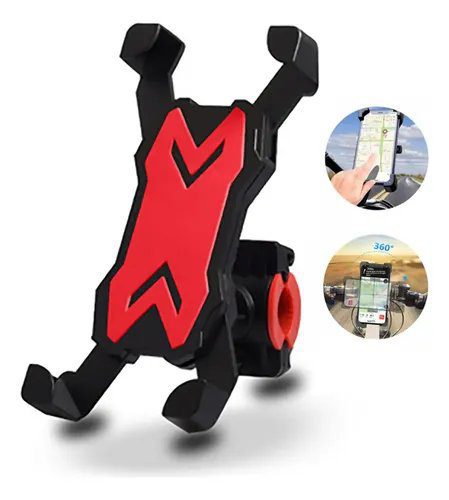Soporte Celular Moto Bicicleta 360° Ajustable Rojo Buytiti BT