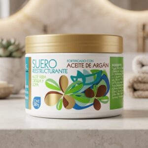 Suero Reestructurante Capilar con Aceite de Argán, Aloe Vera, Ortiga y Soya.