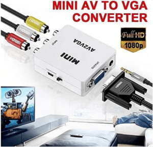 AV a VGA Converter Box AV RCA a VGA Video con Audio a PC HDTV Convertidor (blanco)