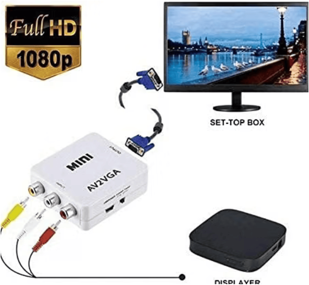 AV a VGA Converter Box AV RCA a VGA Video con Audio a PC HDTV Convertidor (blanco) - Imagen 4