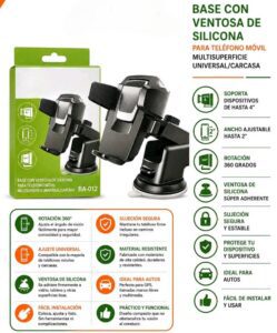 Soporte Universal para Auto BA-012 – Base con Ventosa de Silicona y Rotación 360°
