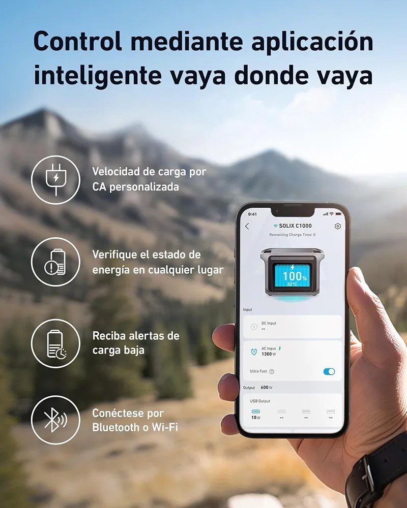 Anker SOLIX C1000 + panel solar de 540w, estación de energía portátil, generador solar de 1800 W, carga ultrarrápida en 58 minutos, LiFePO4 para acampar al aire libre y suministro doméstico auxiliar (panel solar opcional) - Imagen 5
