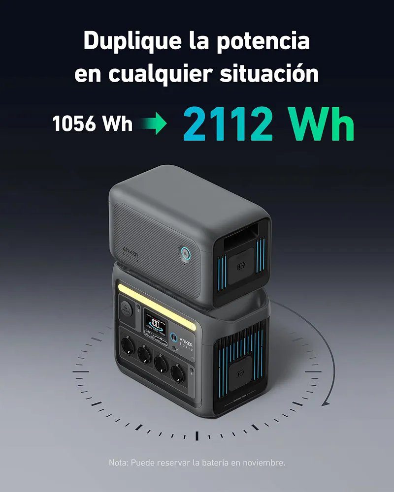 Anker SOLIX C1000 + panel solar de 540w, estación de energía portátil, generador solar de 1800 W, carga ultrarrápida en 58 minutos, LiFePO4 para acampar al aire libre y suministro doméstico auxiliar (panel solar opcional) - Imagen 6