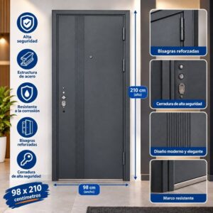 Puerta de Metal Importada de Alta Seguridad (98x210 cm) - Con o Sin Mirilla