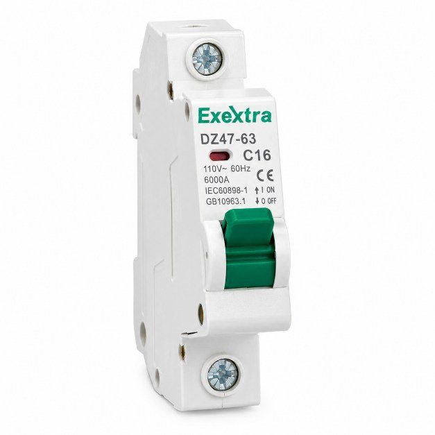 Interruptor automático magnetotérmico unipolar (1P) ExeXtra DZ47-63 C16.