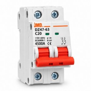 Interruptor automático magnetotérmico bipolar (2P) JMD DZ47-63 C20.