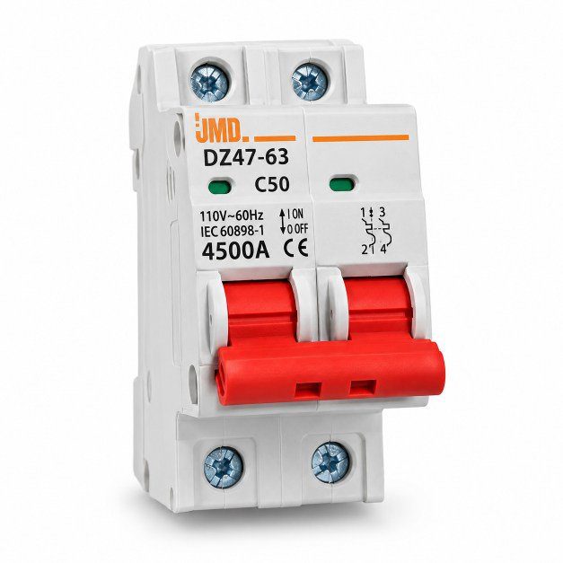 Interruptor automático magnetotérmico bipolar (2P) JMD DZ47-63 C50.