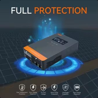 Inversor solar todo en uno PowMr de 4.5KW, 24Vdc, de onda sinusoidal pura, con salida de 110/120Vac y MPPT de 140A, de gran demanda - Imagen 2
