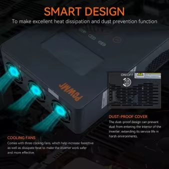 Inversor solar todo en uno PowMr de 4.5KW, 24Vdc, de onda sinusoidal pura, con salida de 110/120Vac y MPPT de 140A, de gran demanda - Imagen 4